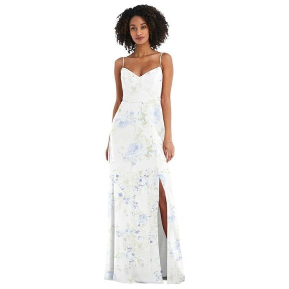 After Six Tie-Back Cutout Maxi Dress with Front Slit in Bleu Garden, Sz 18. NWT! - Picture 1 of 16